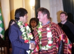 15 febrero (ANF).- El actor Sean Penn visita al presidente Morales. Foto: Soyelgas