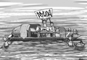 Familias afectadas por las lluvias en la caricatura de P�GINA SIETE