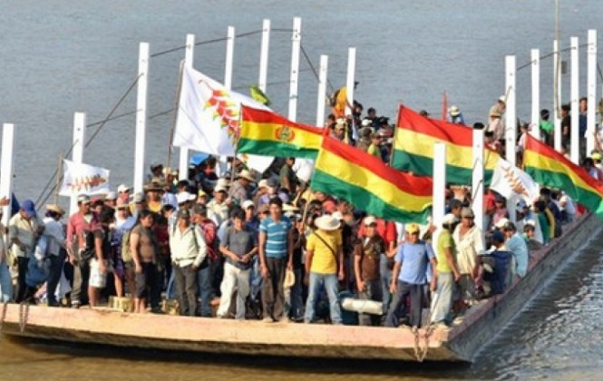 La columna de la novena marcha indígena no pudo reunirse con el presidente Evo Morales.