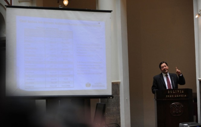 Arce informando sobre la colocación de bonos soberanos. (Foto: Archivo ANF)