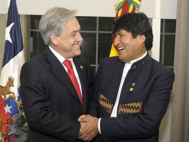 El presidente de Chileno, Sebastián Piñera junto al mandatario Evo Morales/ Foto archivo