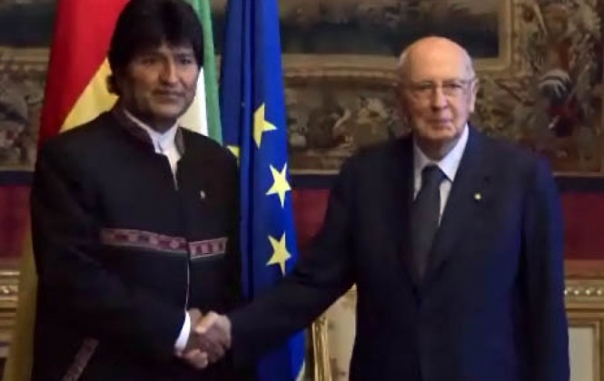 Los presidentes Evo Morales y Giorgio Napolitano de Italia. Foto: Presidencia de Italia.