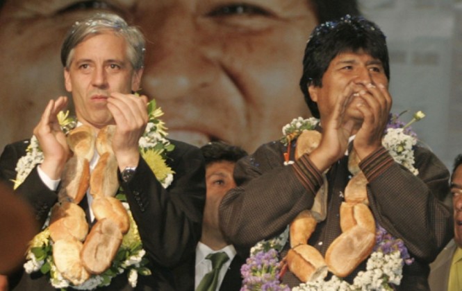 El vicepresidente Álvaro García Linera y el presidente Evo Morales. Foto: ANF