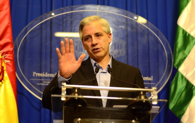 El vicepresidente Álvaro García Linera en conferencia de prensa/Foto ANF