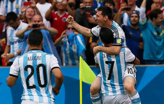 El festejo de uno de los dos goles de Lionel Messi. Foto: @Argentina