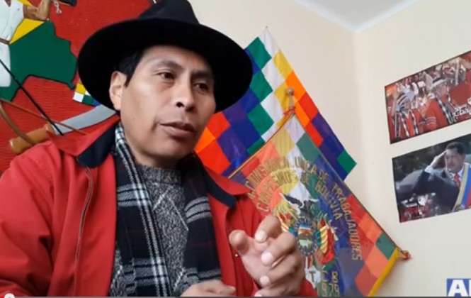 El secretario general de la Confederación Sindical Única de Trabajadores Campesino de Bolivia (CSUTCB), Rodolfo Machaca/ Foto ANF