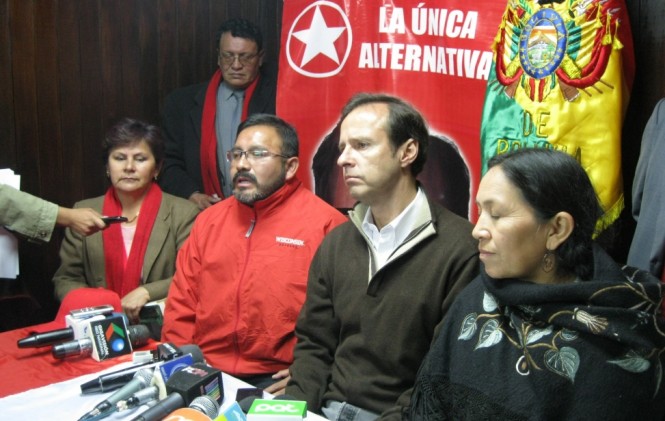 Los candidatos a la presidencia por el PDC , Jorge Quiroga y Tomasa Yarhui/Foto ANF.