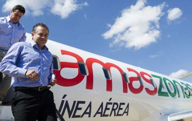 Uno de los aviones de la flota de Amaszonas. Foto: ANF