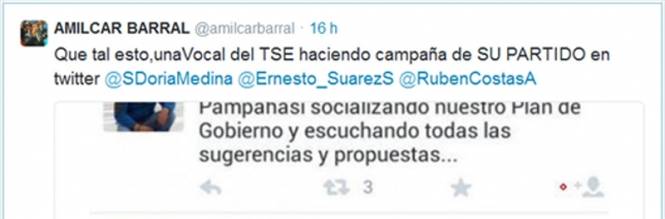Twitter de Amílcar Barral denunciando el Twitt de Chuquimia. Foto: boliviadecide.blogspot.com