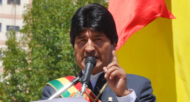 El Presidente en la plaza Abaroa. Foto: Reynaldo Zaconeta