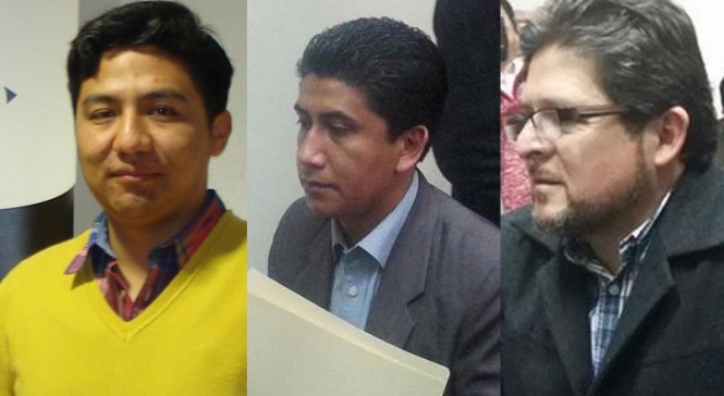 Los postulantes al TSE: Marcelo Arequipa, Juan Pablo Torrez y José Luis Exeni. Foto: Senado.
