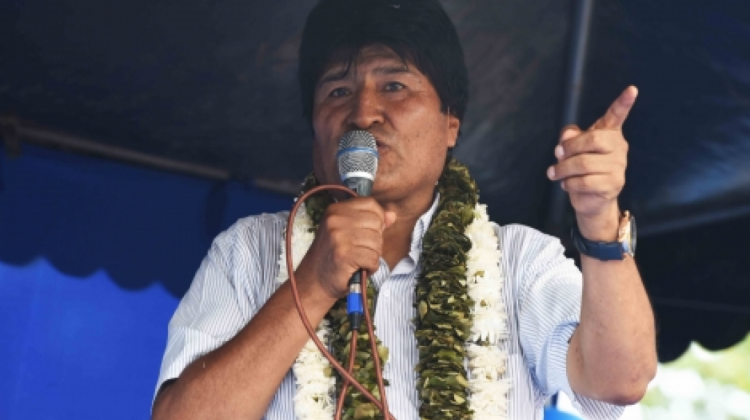 Evo Morales en Punata, este lunes.