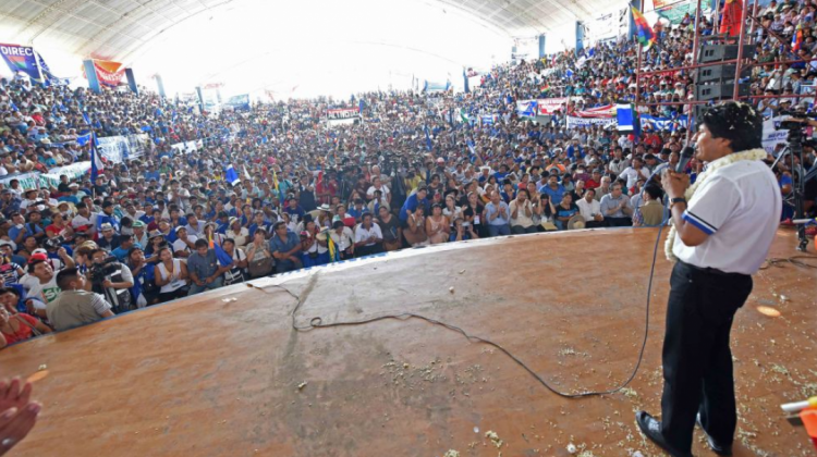 Evo Morales en el Congreso del MAS, el sábado.
