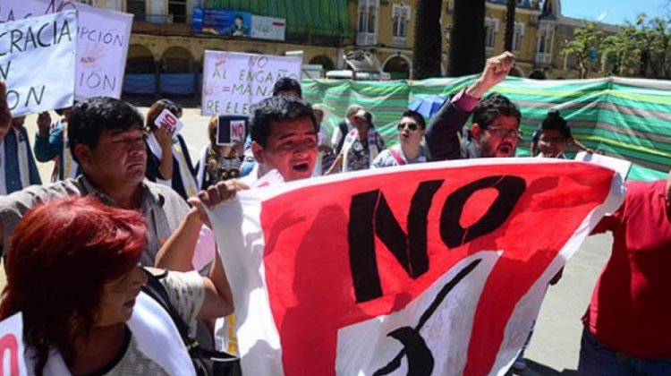Protestas contra la reelección de Evo Morales. Foto archivo: Los Tiempos