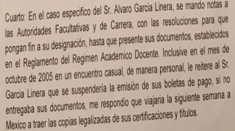 Carta de Fuentes sobre Garcia Linera (párrafo)