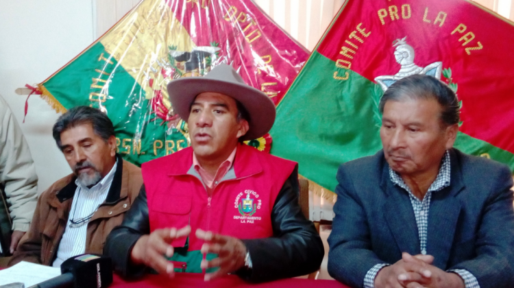 Los dirigentes del Comité Cívico Pro Departamento de La Paz. Foto: ANF