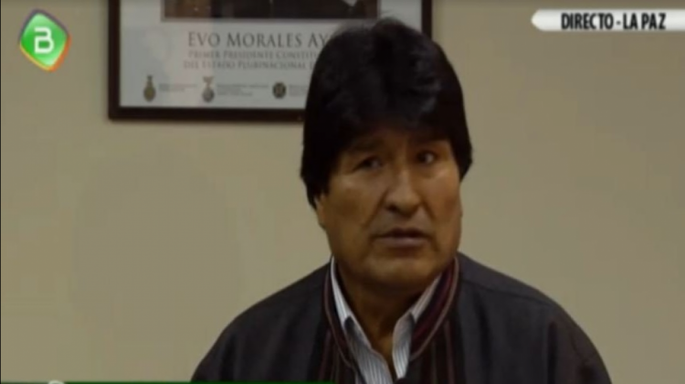 Presidente Evop Morales. Captura de pantalla BTV