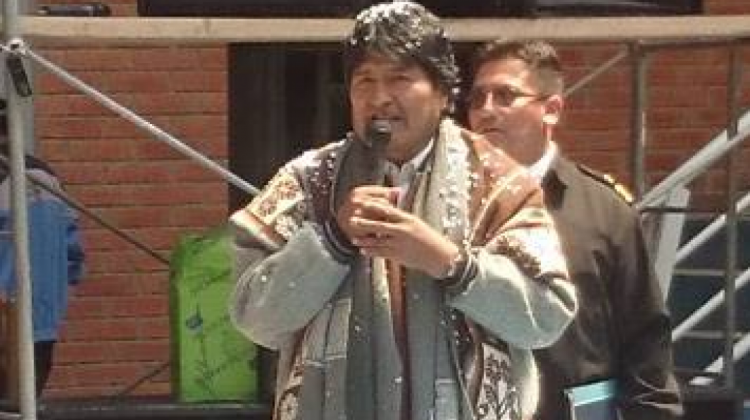 Evo Morales en el municipio de Turco. Foto: Ministerio de Comunicación