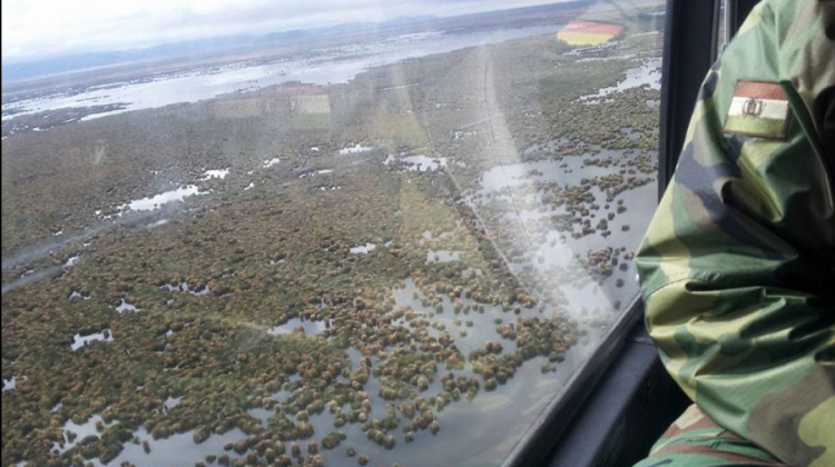 Vista aérea del lago Poopó. Foto: Reymi Ferreira.