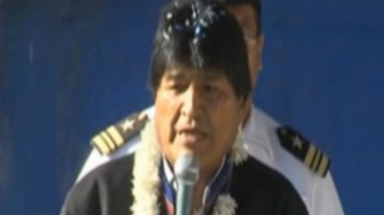 Evo Morales en un acto público en Cochabamba. (Captura de pantalla: BoliviaTv)