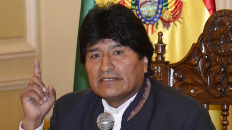 El presidente, Evo Morales en Palacio de Gobierno. Foto: Archivo