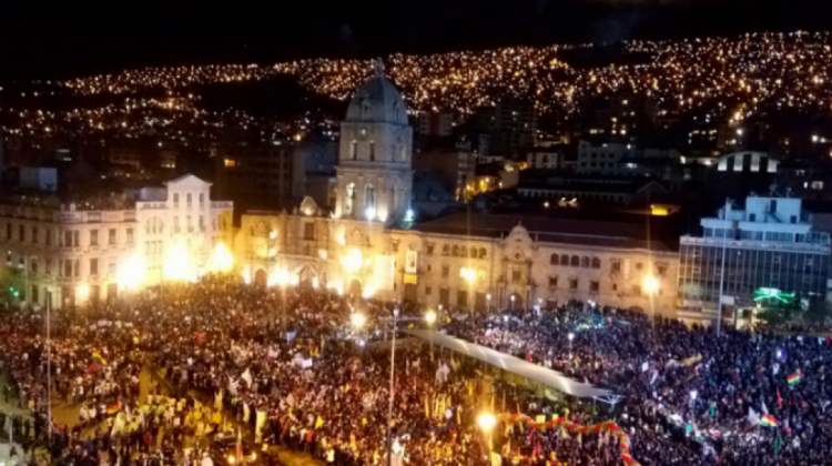 La movilización del No a la repostulación del presidente Evo Morales, el 21 de febrero del 2017, en La Paz. Foto: Archivo