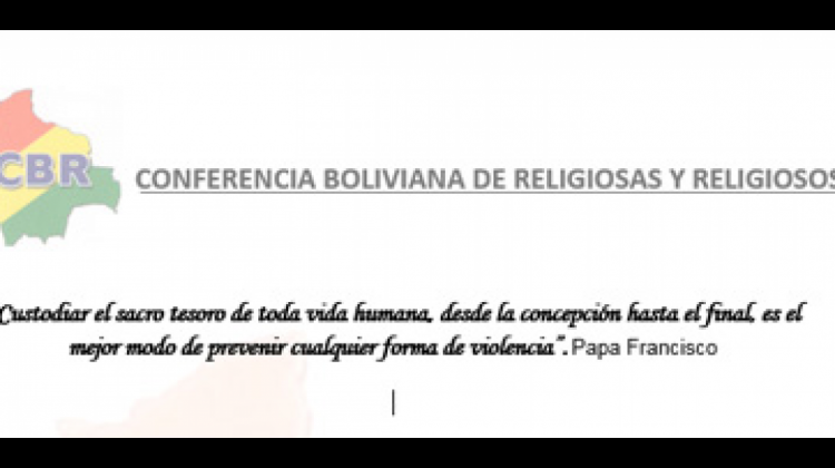 La Conferencia Boliviana de Religiosos y Religiosas se pronunció sobre el aborto. Foto: Captura pantalla