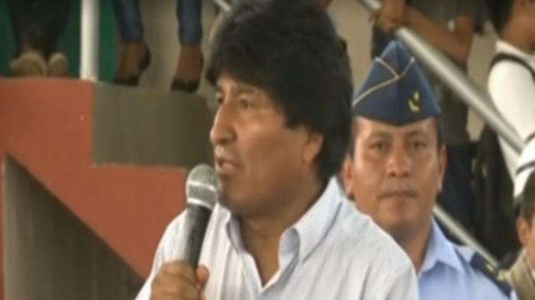 Evo Morales en un acto público en Beni. (Captura de pantalla: BTV)