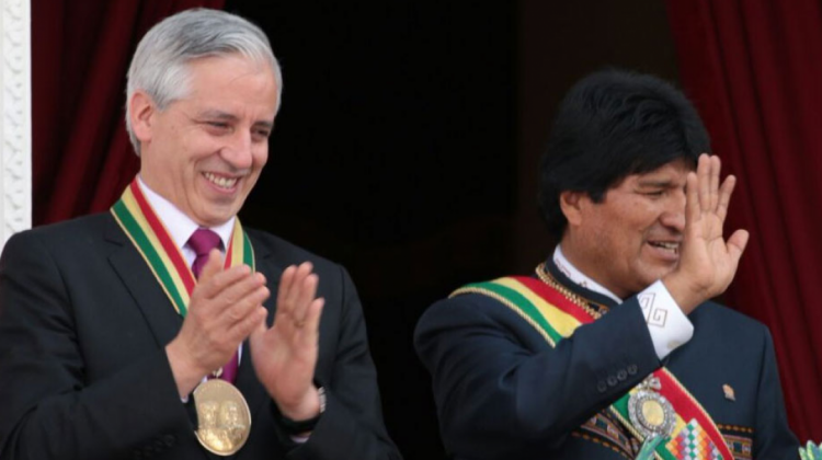 Álvaro García Linera y Evo Morales. Foto de archivo: Los Tiempos.