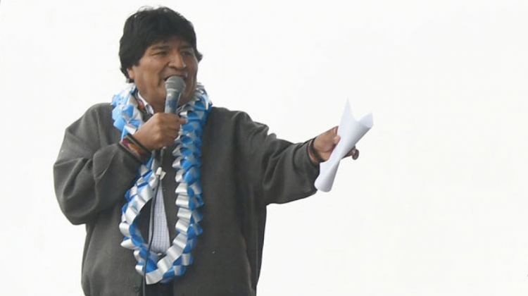 Evo Morales en un acto el día de ayer. Foto: ABI.