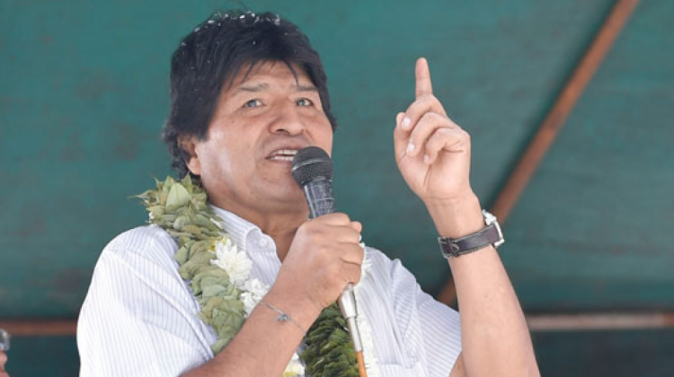 Evo Morales en un acto público en Villa Tunari. Foto: Abi.