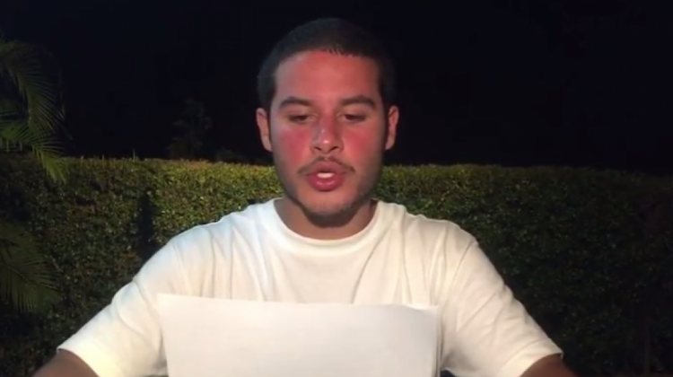El joven Yibram Saab emite su mensaje.     Foto: Captura de pantalla