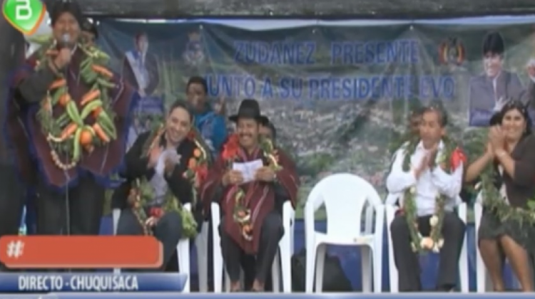 Presidente Evo Morales en  Zudáñez, Chuquisaca . Foto: BTV