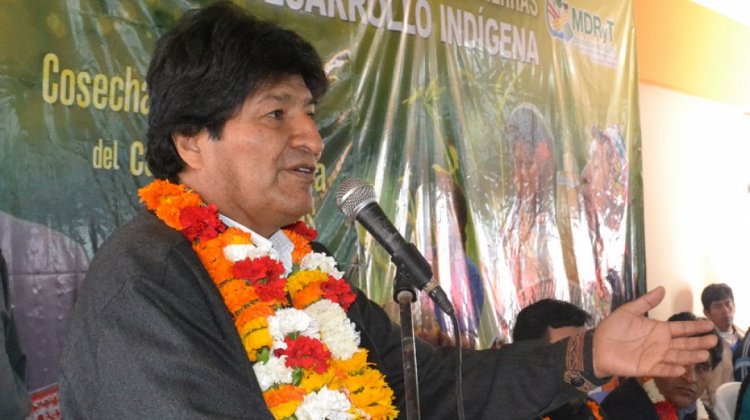 Evo Morales en un reciente acto público. Foto: ABI.