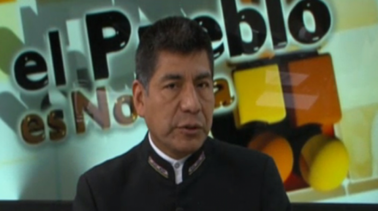 El canciller del Estado; Fernando Huanacuni. Foto: captura pantalla Bolivia TV.