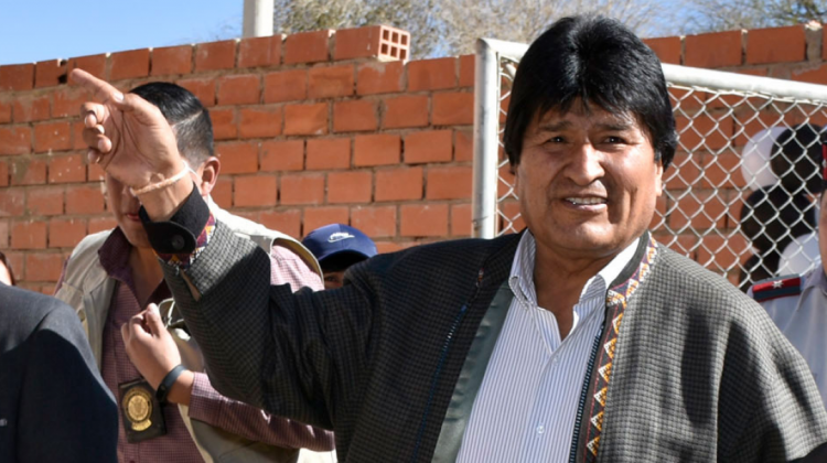 Evo Morales en un acto público de ayer. Foto: ABI.
