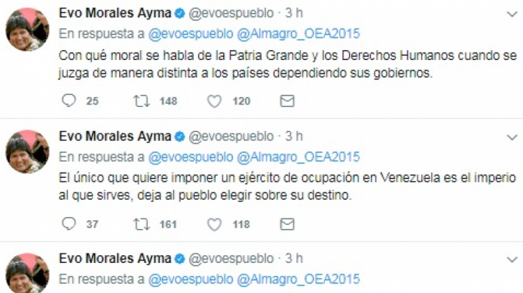 Tuits del presidente Evo Morales
