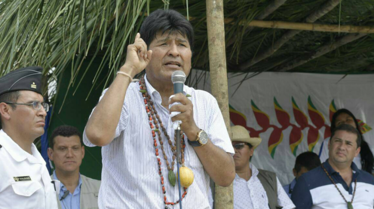 El presidente Evo Morales en la comunidad de San Pablo. Foto: ABI