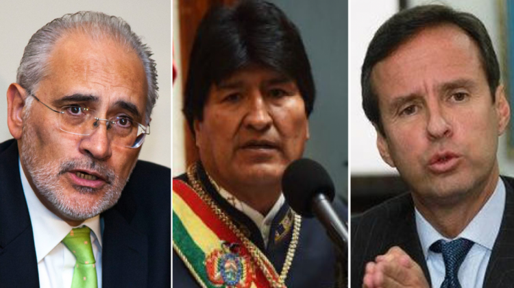 Los expresidentes Carlos Mesa y Jorge Quiroga junto a Evo Morales.