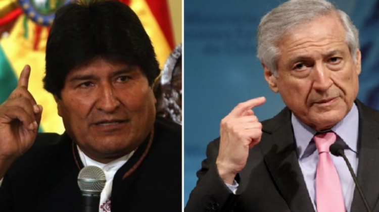 Presidente Evo Morales y canciller chileno Heraldo Muñoz