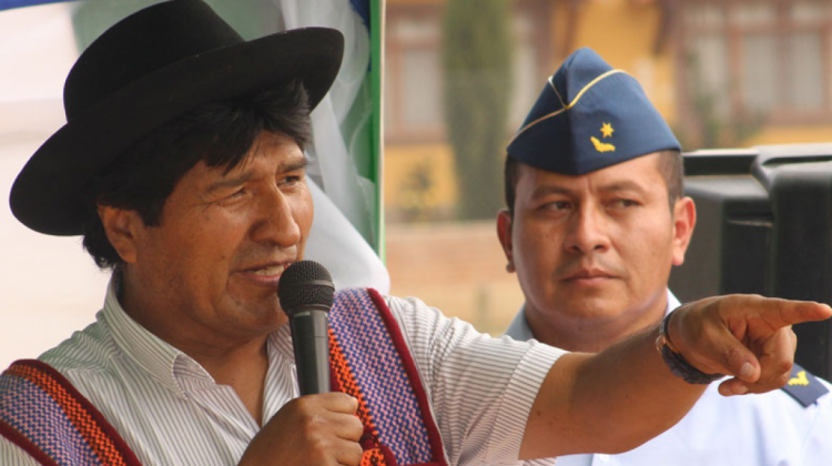 Evo Morales en un acto público realizado ayer en el departamento de Santa Cruz. Foto: ABI.