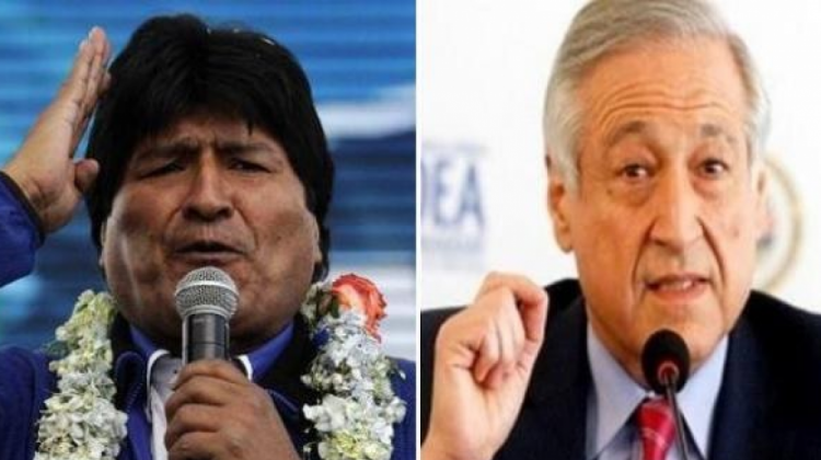 Presidente Evo Morales y canciller chileno Heraldo Muñoz