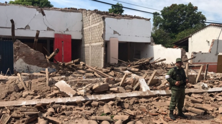Una de las casas que quedó destruida en Oaxaca por el terremoto del jueves.  Foto: notimex.gob.mx