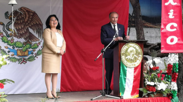Guadalupe Paloqueme, vicecanciller saliente durante los festejos de la Embajada de México. Foto: Min. Relaciones Exteriores