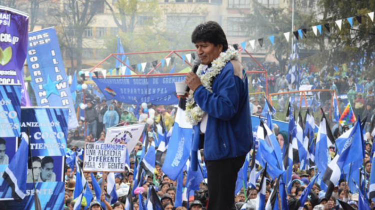 El presidente Evo Morales en la campaña electoral de 2014. Foto: Archivo