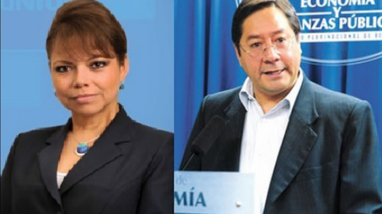 Lourdes Duran, Subgerenta Regional del Banco Unión y Luis Arce, exministro de Economía. Foto composición ANF