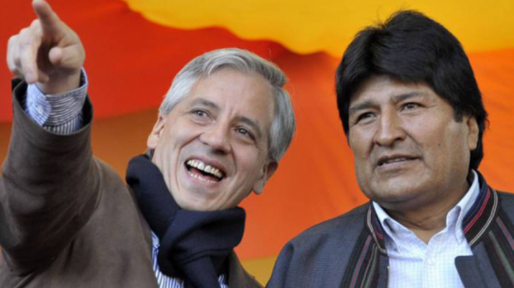 El vicepresidente Álvaro García Linera y el presidente Evo Morales. Foto: Archivo
