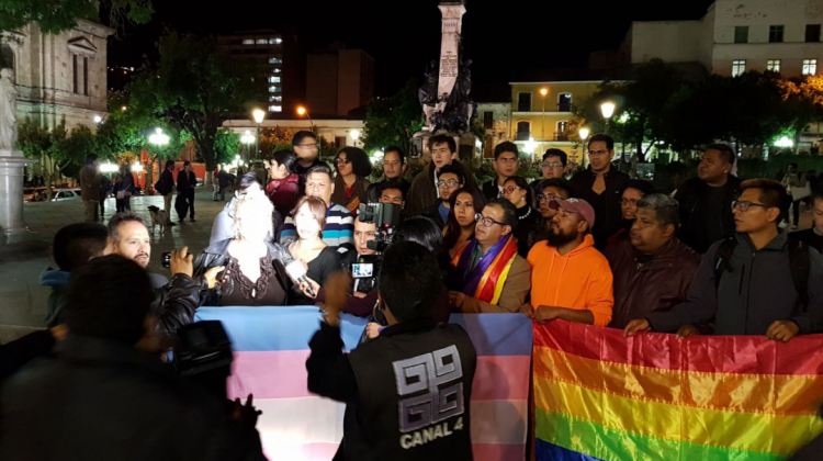 Protesta de LGBT en plaza Murillo. Foto: Cámara Baja