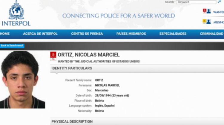 Nicolás Ortiz Estenssoro es buscado por la Interpol. Foto: Captura pantalla
