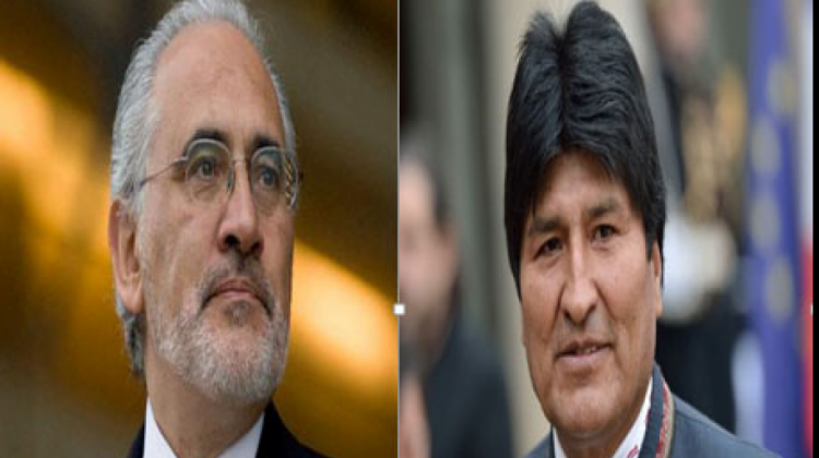 El expresidente Carlos Mesa y el presidente Evo Morales. Foto: ANF